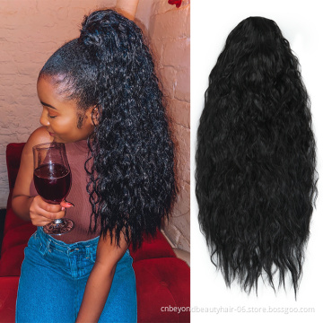 24inch Natural Black Synthetic Drawstring With Clip Ponytail Hair extension Pony tail For Black Women